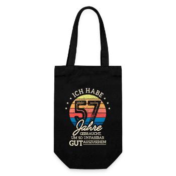 57. Geburtstag Geschenk Habe 57 Jahre Gebraucht - Geschenkbeutel für Flaschen - Schwarz - Vorne