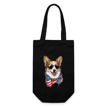 patriotic welsh corgi American flag - Gift Bag for Bottles - black - Front