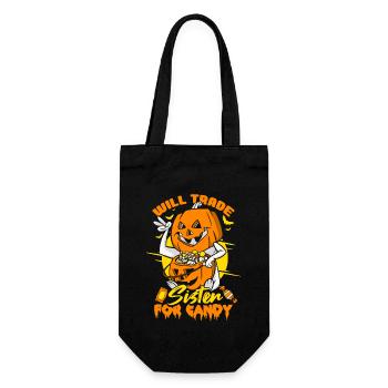 Will Trade Sister For Candy Halloween - Gift Bag for Bottles - black - Front