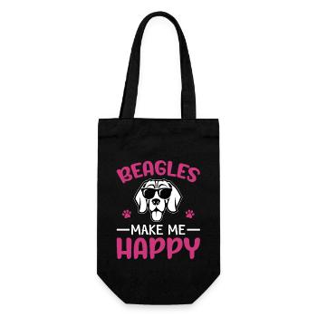 Beagles make me happy - Gift Bag for Bottles - black - Front