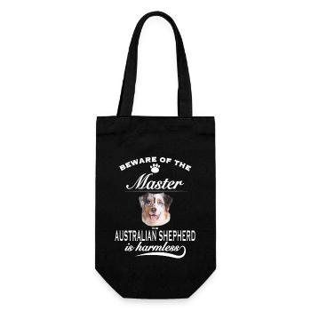 Beware of the master, harmless Australian Shepherd - Geschenkbeutel für Flaschen - Schwarz - Vorne