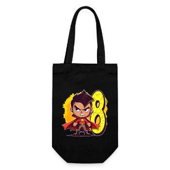 8 Years Old Superhero & Action Children's Birthday Party - Gift Bag for Bottles - black - Front