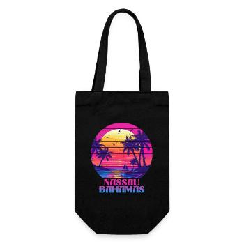 Sunset Nassau Bahamas Palm Tree Summer Island - Gift Bag for Bottles - black - Front
