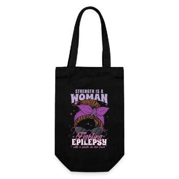 Strength Is A Woman Fighting Epilepsy - Gift Bag for Bottles - black - Front