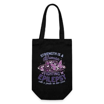 Strength Is A Woman Fighting Epilepsy Warrior - Gift Bag for Bottles - black - Front