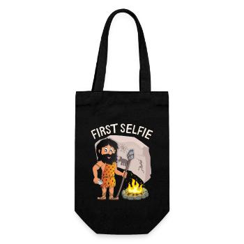 Drôle de Néandertal, premier selfie, dicton, jeu de mots - Sac à bouteille - noir - Devant