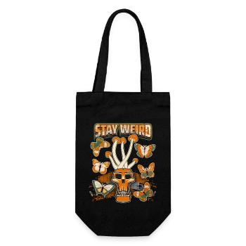Magic Mushrooms, Psychedelisch, Totenkopf, Pilze - Geschenkbeutel für Flaschen - Schwarz - Vorne