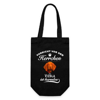 Vorsicht vor dem Herrchen, harmlos Vizsla - Geschenkbeutel für Flaschen - Schwarz - Vorne