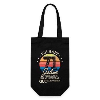71. Geburtstag Geschenk Habe 71 Jahre Gebraucht - Geschenkbeutel für Flaschen - Schwarz - Vorne