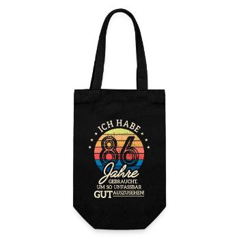 86. Geburtstag Geschenk Habe 86 Jahre Gebraucht - Geschenkbeutel für Flaschen - Schwarz - Vorne