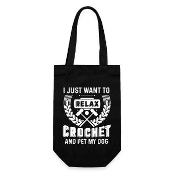 Crocheting Relax Crochet And Pet My Dog - Gift Bag for Bottles - black - Front