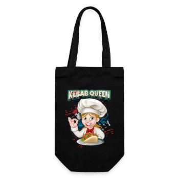 Kebab Queen, Lustiger Kebab Spruch, Döner Kebap - Geschenkbeutel für Flaschen - Schwarz - Vorne