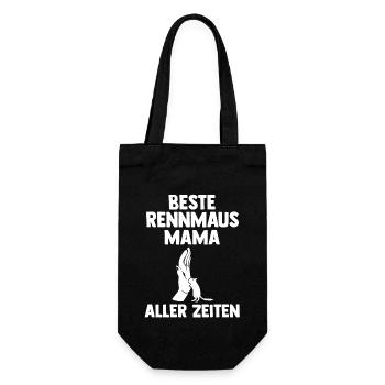 Maus Mäuse Mutter Rennmaus Mama - Geschenkbeutel für Flaschen - Schwarz - Vorne