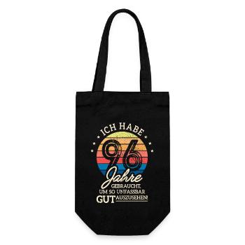 96. Geburtstag Geschenk Habe 96 Jahre Gebraucht - Geschenkbeutel für Flaschen - Schwarz - Vorne
