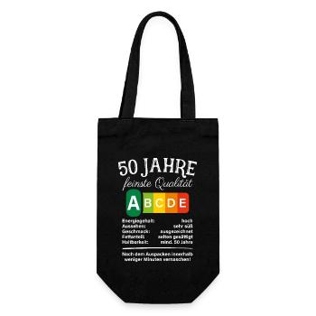 50 Jahre Feinste Qualität Geschenk 50. Geburtstag - Geschenkbeutel für Flaschen - Schwarz - Vorne