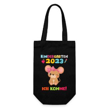 Kindergarten 2023 Ich Komme Mädchen Kita Geschenk - Geschenkbeutel für Flaschen - Schwarz - Vorne