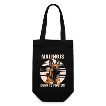 Malinois - Né pour protéger - Sac à bouteille - noir - Devant