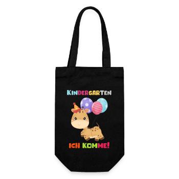 Kindergarten 2023 Ich Komme Mädchen Kita Geschenk - Geschenkbeutel für Flaschen - Schwarz - Vorne