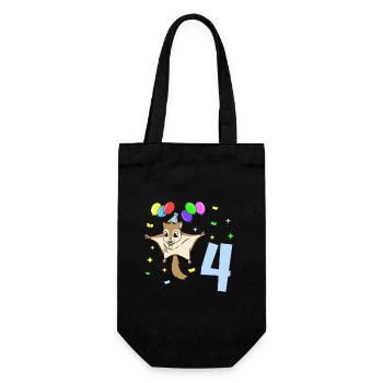 With flying squirrels - children's birthday 4 years - Gift Bag for Bottles - black - Front