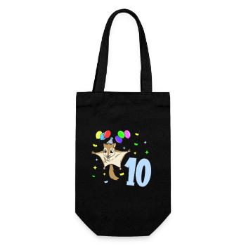 With flying squirrels - children's birthday 10 years - Gift Bag for Bottles - black - Front
