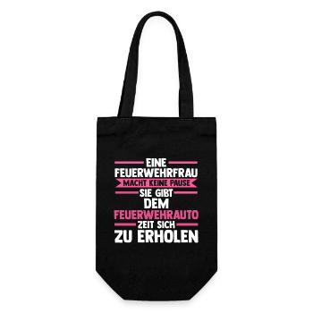 Feuerwehr Feuerwehrfrau - Geschenkbeutel für Flaschen - Schwarz - Vorne