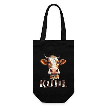 Lustiges Kuh, Spruch Kuhl, Bauern Land - Geschenkbeutel für Flaschen - Schwarz - Vorne