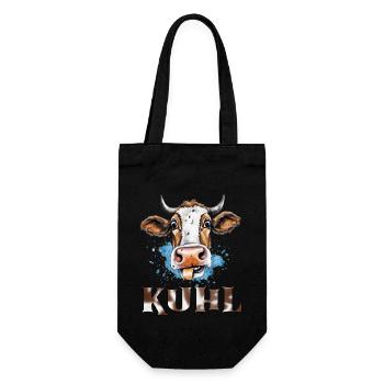 Lustiges Kuh, Spruch Kuhl, Bauern Land - Geschenkbeutel für Flaschen - Schwarz - Vorne