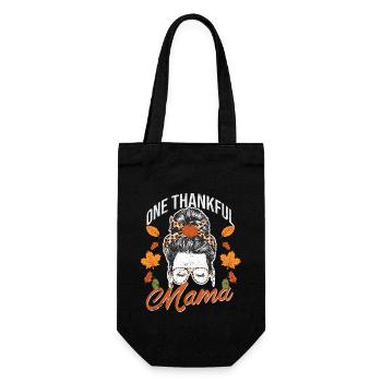 Eine dankbare Mama lustig Herbst Herbst - Geschenkbeutel für Flaschen - Schwarz - Vorne