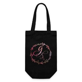 Monogramme, lettre G, ornement de calligraphie - Sac à bouteille - noir - Devant