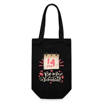 14 Februar Valentinstag Spruch, Be-My-Valentine - Geschenkbeutel für Flaschen - Schwarz - Vorne