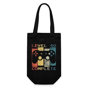 40 Geburtstag Gamer Level 40 complete Vintage - Geschenkbeutel für Flaschen - Schwarz - Vorne