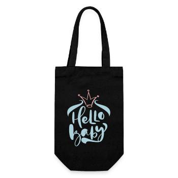 Hello-Baby, Baby-Party, Geburt, Typografie-Design - Geschenkbeutel für Flaschen - Schwarz - Vorne