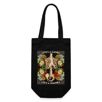 Biker design squelette vintage roses drôle dire - Sac à bouteille - noir - Devant