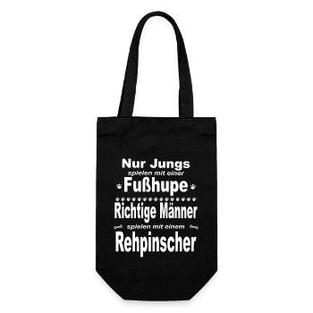 Jungs, Männer, Fußhupe - Rehpinscher - Geschenkbeutel für Flaschen - Schwarz - Vorne