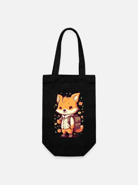 Cute cartoon fox with backpack for kindergarten children - Gift Bag for Bottles - black