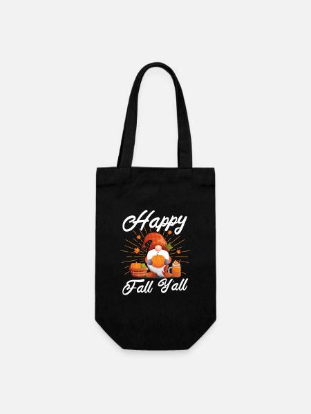 Fröhlichen Herbst Y'all Funny Gnome Lover Kürbis - Geschenkbeutel für Flaschen - Schwarz