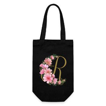 Flower tendril with letter R - Gift Bag for Bottles - black - Front