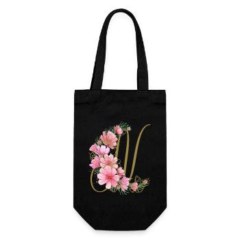 Flower tendril with letter N - Gift Bag for Bottles - black - Front