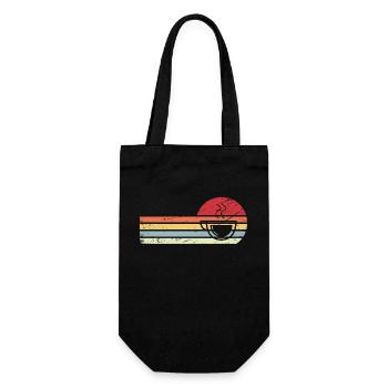 Sonne und Retro-Linien - Kaffee - - Geschenkbeutel für Flaschen - Schwarz - Vorne