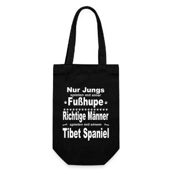 Jungs, Männer, Fußhupe - Tibet Spaniel - Geschenkbeutel für Flaschen - Schwarz - Vorne
