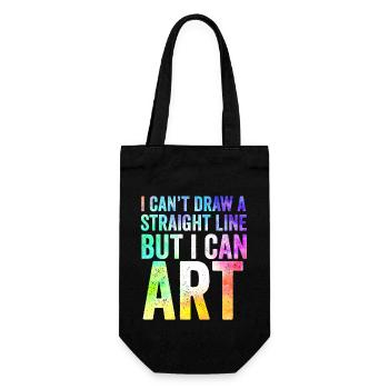 Ich kann keine gerade Linie zeichnen, aber ich kann Kunst - Geschenkbeutel für Flaschen - Schwarz - Vorne