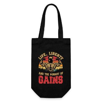 Life, Liberty And The Pursuit Of Gains Gym Weight - Geschenkbeutel für Flaschen - Schwarz - Vorne
