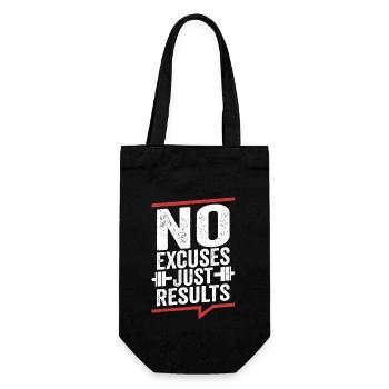No Excuses Just Results Weight Lifting Workout Tra - Geschenkbeutel für Flaschen - Schwarz - Vorne