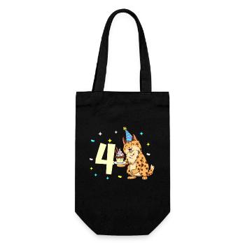 With lynx - children's birthday 4 years - Gift Bag for Bottles - black - Front