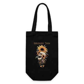 Radiology Technology Flower Lover Skull Floral Pun - Gift Bag for Bottles - black - Front