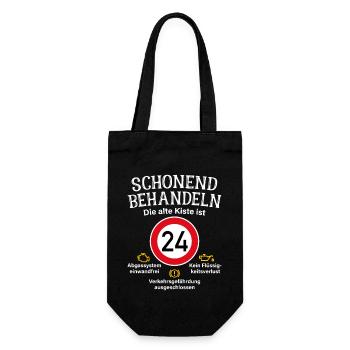 24. Geburtstag Schonend Behandeln 24 Alte Kiste 24 - Geschenkbeutel für Flaschen - Schwarz - Vorne