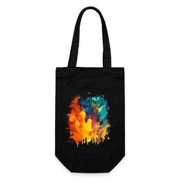 Coole Abstrakte Kunst: Farbenfrohe Flüssigkeit - Geschenkbeutel für Flaschen - Schwarz - Vorne