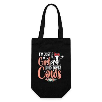 Just A Girl Who Loves Cow Farmer Vintage Retro GiF - Gift Bag for Bottles - black - Front