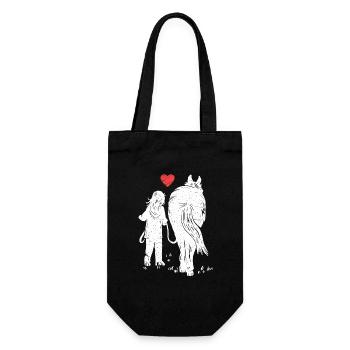 Liebe zu Pferde & Pony - Geschenkbeutel für Flaschen - Schwarz - Vorne