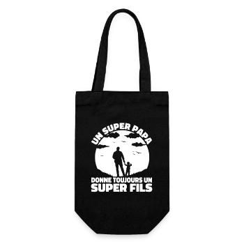 Super Papa Super Fils Cadeau Pere Fête des Pères - Sac à bouteille - noir - Devant